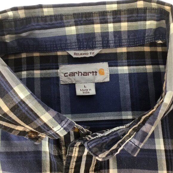 Carhartt Relaxed Fit Lot of 2 Plaid Short Sleeve Shirt Sz L Button Front Pocket - Picture 12 of 15